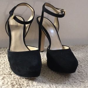 Michael Kors black suede platform heels